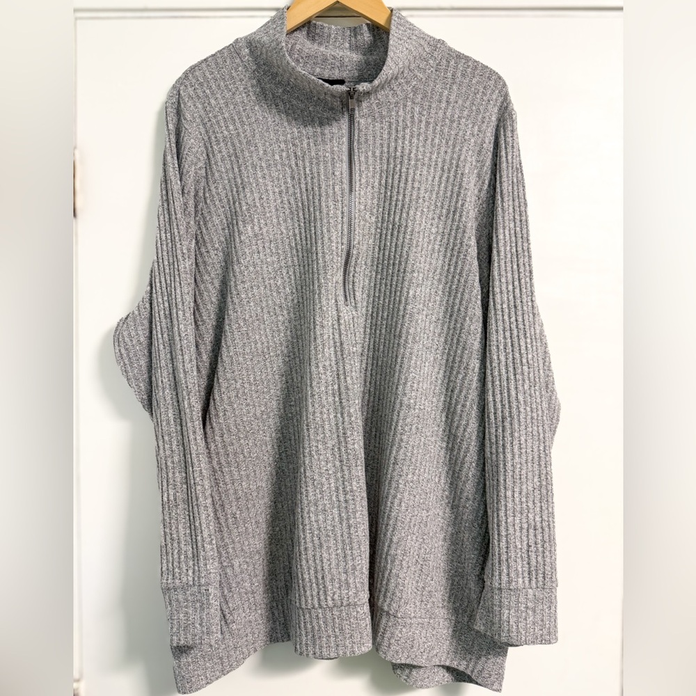 Torrid Ribbed Half Zip Pullover Heather Gray 5X P… - image 1